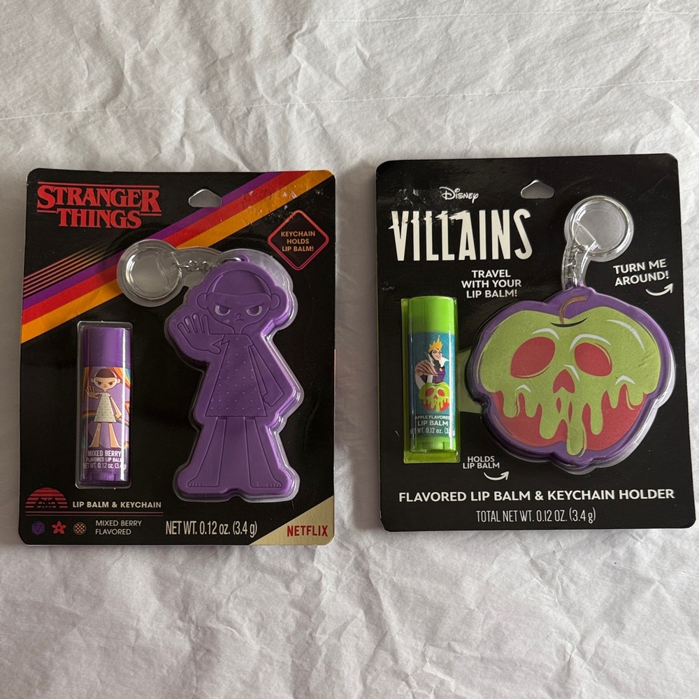 Disney Villains and Netflix Stranger Things Lip Balm & Keychain Holder